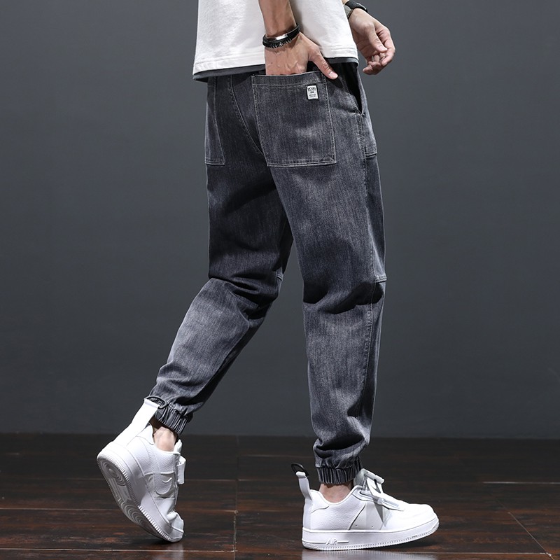 Y6601 - Quần jean jogger nam xuân thu họa tiết ngang gối