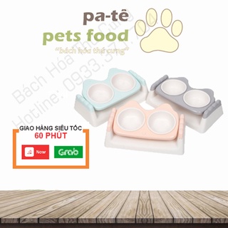 Bát ăn đôi cao cấp chống gù cho thú cưng chó mèo - Bát ăn