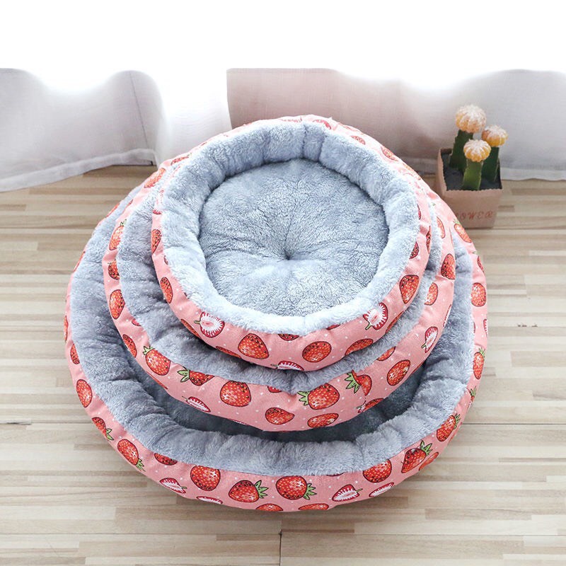 Đệm Nằm Ổ Tròn Cho Chó Mèo Chất Liệu Nỉ Lông Mềm Chống Xê Dịch Viền Vải Nhiều Màu Sắc