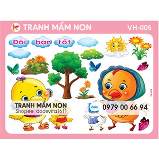 Decal mầm non- tranh Đôi bạn tốt khổ lớn 127x80 Góc văn học
