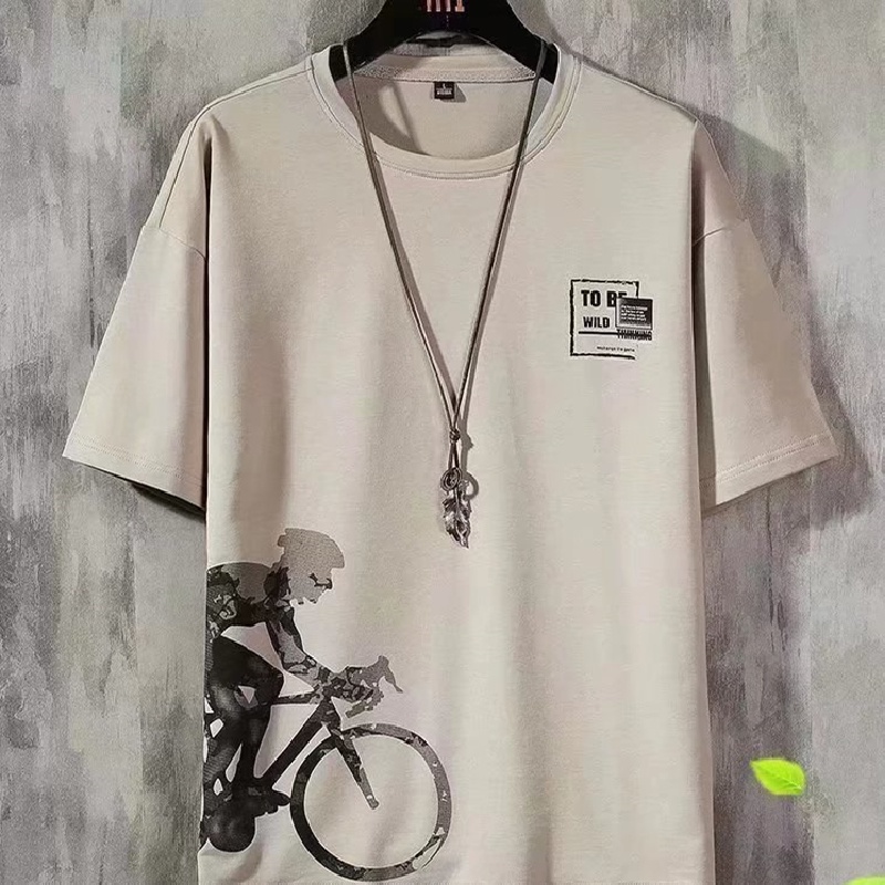 Bộ Đồ Thể Thao Áo Thun Cổ Thuyền Dáng Rộng In Họa Tiết Thời Trang Mùa Hè Hàn Quốc Cho Nam Cỡ M-3XL