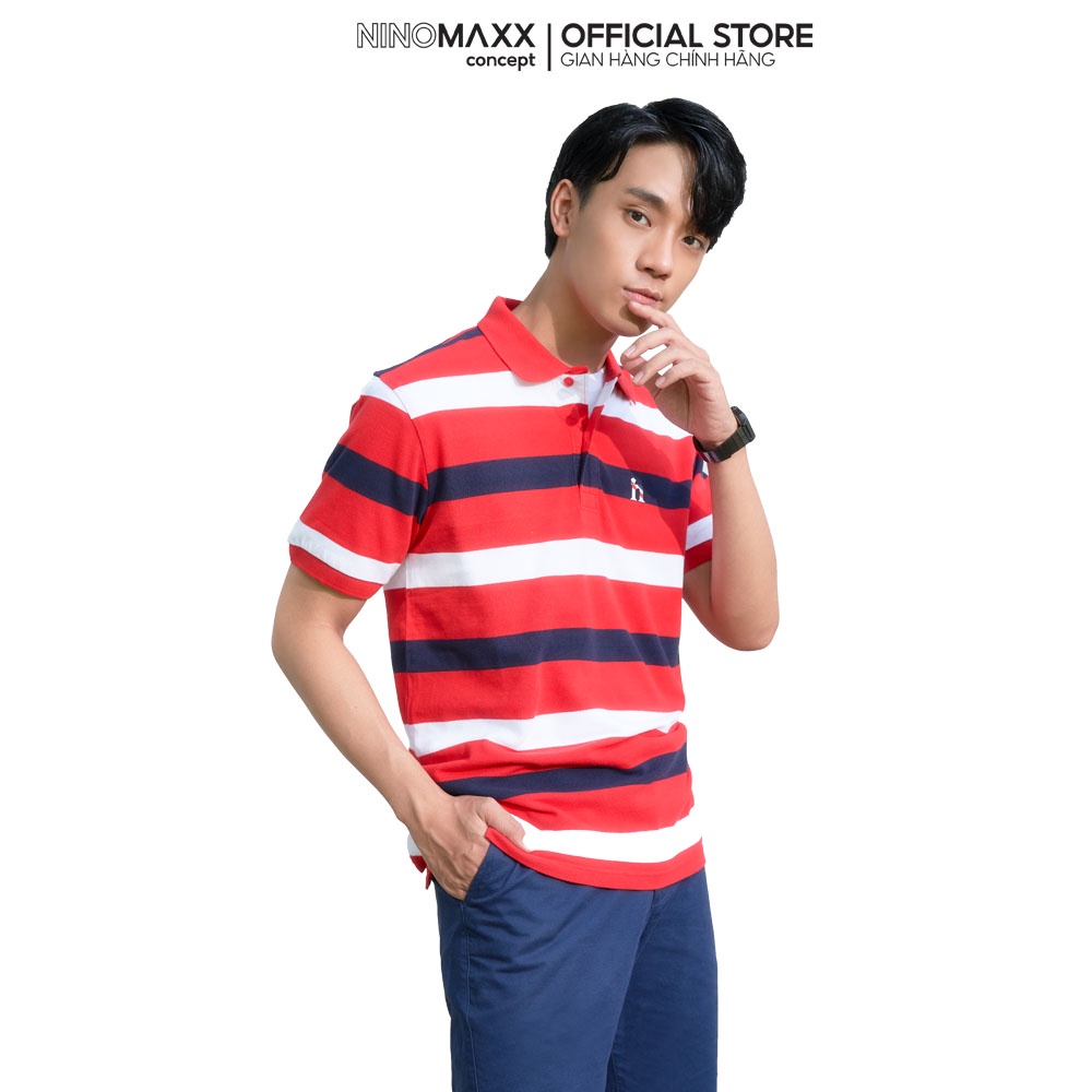 NINOMAXX Standard Polo - Áo polo sọc Nam tay ngắn chất liệu 100% CTN 2010066