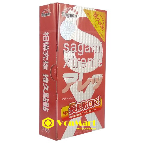 BCS Bao Cao Su Sagami Xtreme Feel Long NHẬT BẢN, Mỏng, Gân Gai, Kéo Dài Quan Hệ, Chống Xuất Tinh Sớm (Hộp 10 Cái)