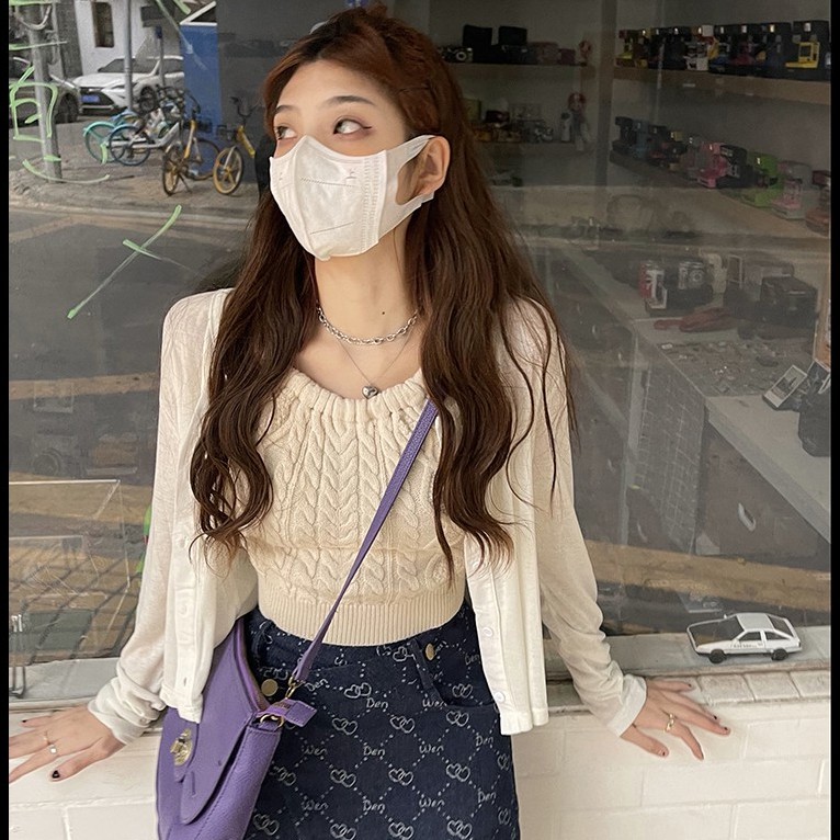 QADCOL Áo Dệt Kim Hai Dây Màu Trơn Thời Trang Cho Nữ