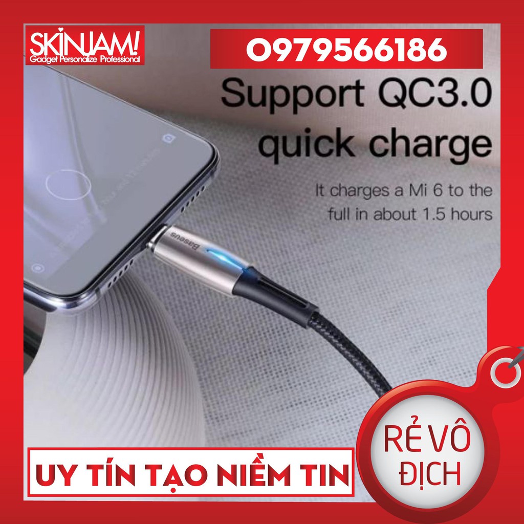 Cáp Sạc Baseus Horizontal 1M/2M, 2.4A Lightning Có Đèn Báo