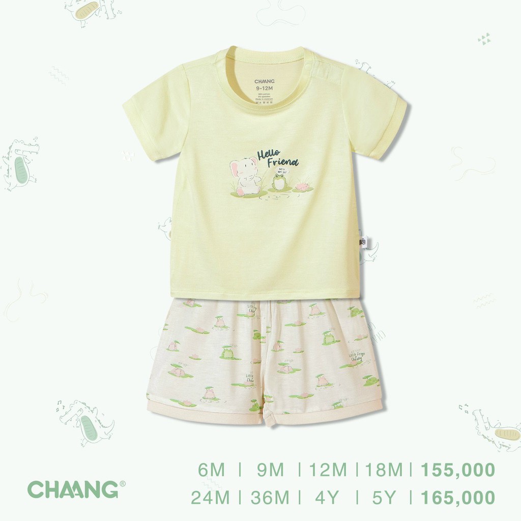 Bộ cài vai Chaang cộc tay bé trai bé gái hè vải cotton mỏng NEW