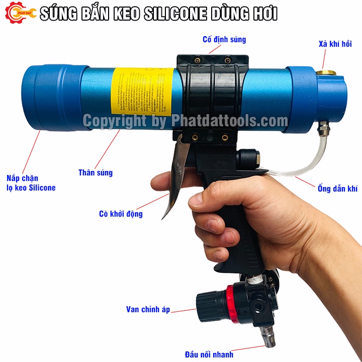 Súng Bắn Keo Silicone Dùng Hơi-Máy bắn keo Silicone khí nén