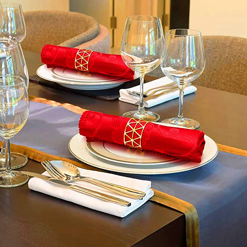 Bộ 12 Giá Đỡ Khăn Ăn Dạng Lưới Tròn Phù Hợp Với Bàn Ăn Trang Trọng Hoặc Trang Trọng Cho Tiệc Cưới (Vàng)