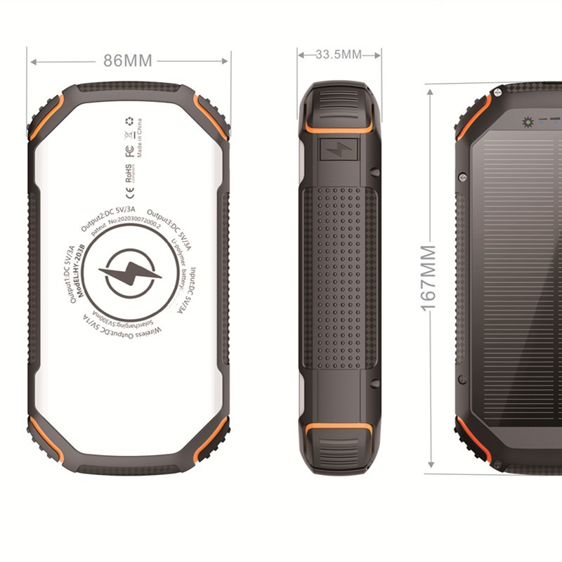 Sạc dự phòng PowerBank 100000MAh 100% Năng Lượng Mặt Trời Ngân Hàng Sạc Không Dây PD22.5W PowerBanks Pin Ngoài Đầu Ra Di Động Ngoài Trời