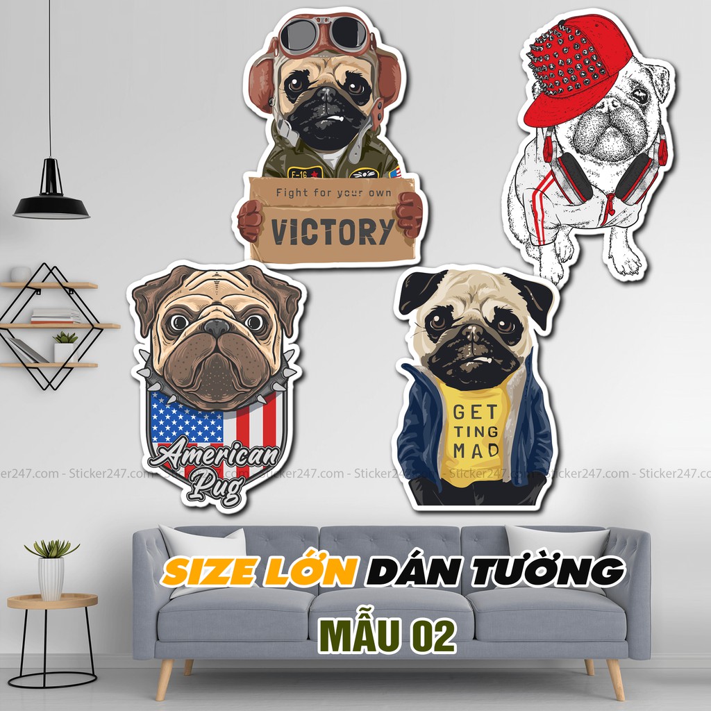 Sticker Cool Dog khổ lớn 🌈𝑭𝒓𝒆𝒆𝒔𝒉𝒊𝒑 hình dán Size lớn trang trí quán cà phê, trà sữa, quán ăn, nhà ở, dán tường