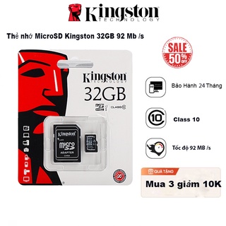 Thẻ nhớ chuyên dụng cho CAMERA WIFI, MicroSD Kingston 32GB Class 10 Chính hãng – Bảo hành 24 Tháng