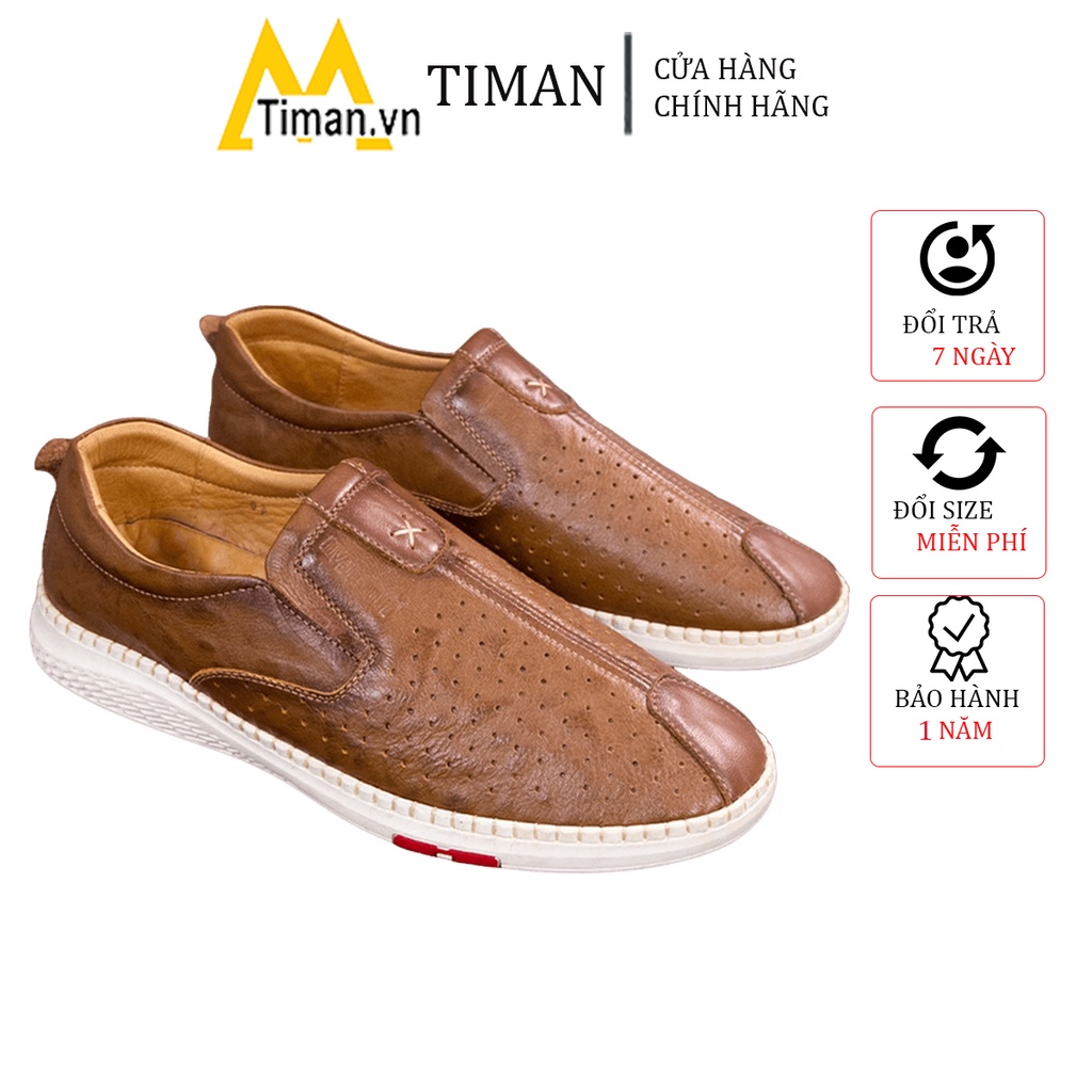 Giày nam lười chất liệu da bò tây đẹp phong cách công sở thiết kế mọi cao cấp bảo hành 5 năm NK21 TIMAN