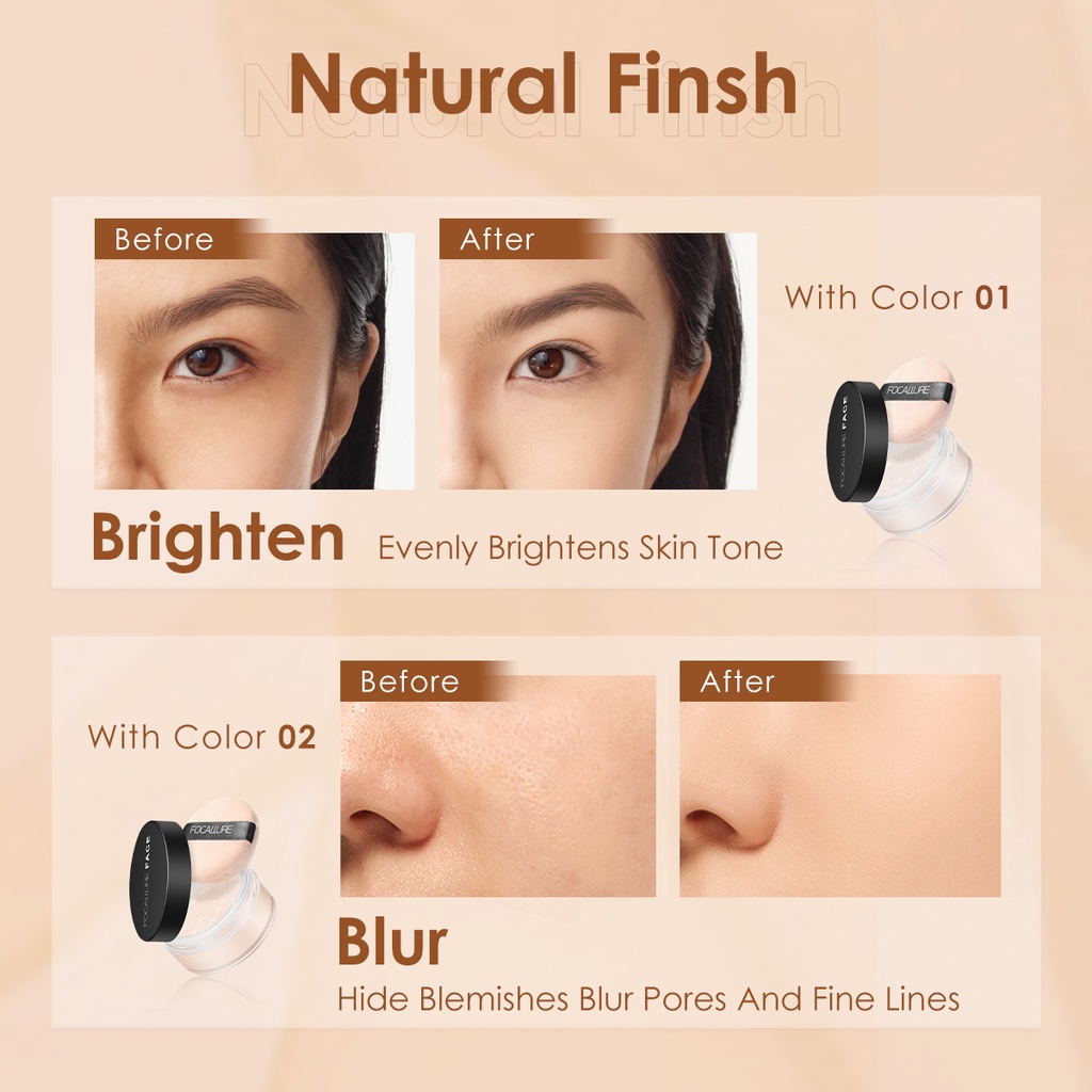 Phấn phủ FOCALLURE trang điểm nền với 3 màu tùy chọn 7G
