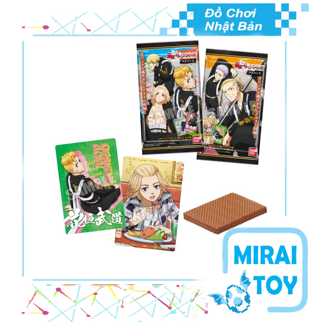 Thẻ bài sưu tập bánh xốp Wafer Tokyo Revengers chính hãng - Gói mới chưa bóc