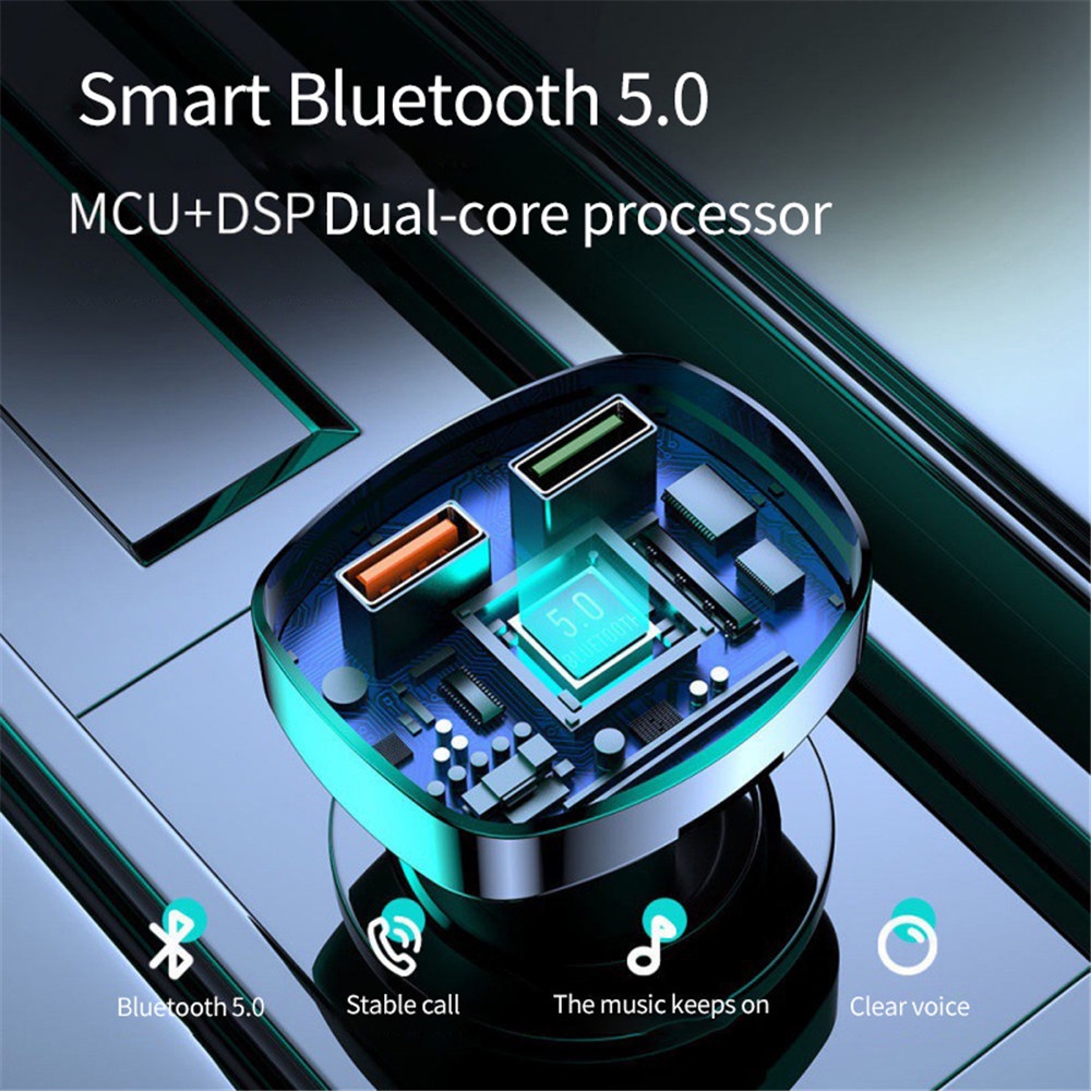 Tẩu Sạc Nhanh Mp3 / Dual Usb Qc 3.0 + Pd Type C Kết Nối Bluetooth 5.0 Cho Xe Hơi
