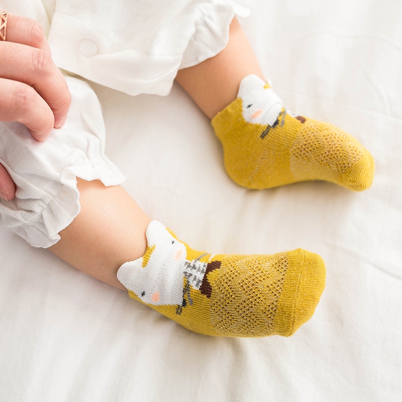 Set 5 Đôi Vớ Phối Lưới Mỏng Thoáng Khí In Họa Tiết Động Vật Dễ Thương Thời Trang Mùa Hè Cho Bé Sơ Sinh