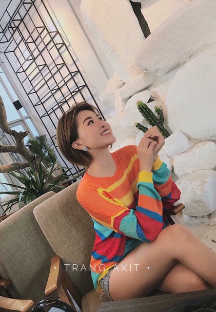 Áo len kẻ cầu vồng siêu xinh HOT HIT | BigBuy360 - bigbuy360.vn