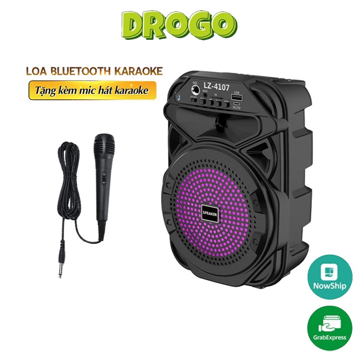 Loa Karaoke Bluetooth Lz 4017 Công Suất 10W Kèm Micro- Loa Kéo Karaoke, Hát Karaoke Bluetooth Đèn LED RGB