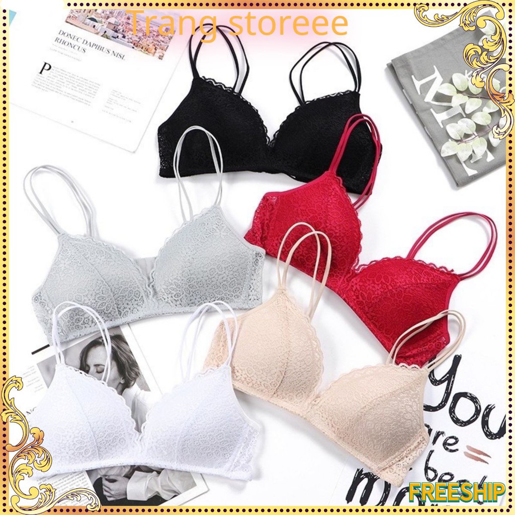 Áo Lót ❤️FREESHIP❤️ Áo Lót Đúc Ren Không Gọng Đệm Mỏng Dây Kép Trang Storeee