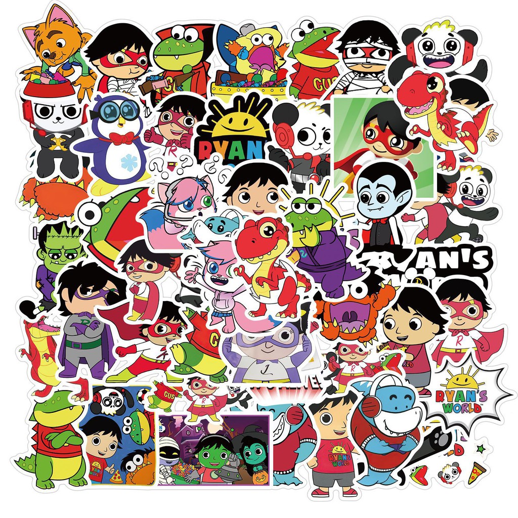 Set 50 miếng sticker hình Ryan's World dán trang trí chống thấm xinh xắn