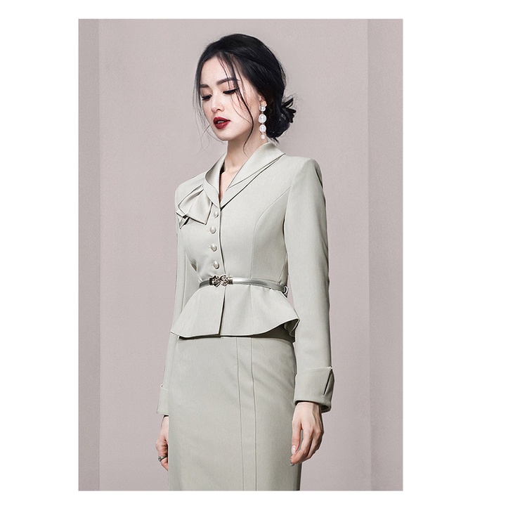 Bộ Áo Khoác + Chân Váy Đuôi Cá Ngắn Lưng Cao Thời Trang Thu Đông Hàng Mới 2022