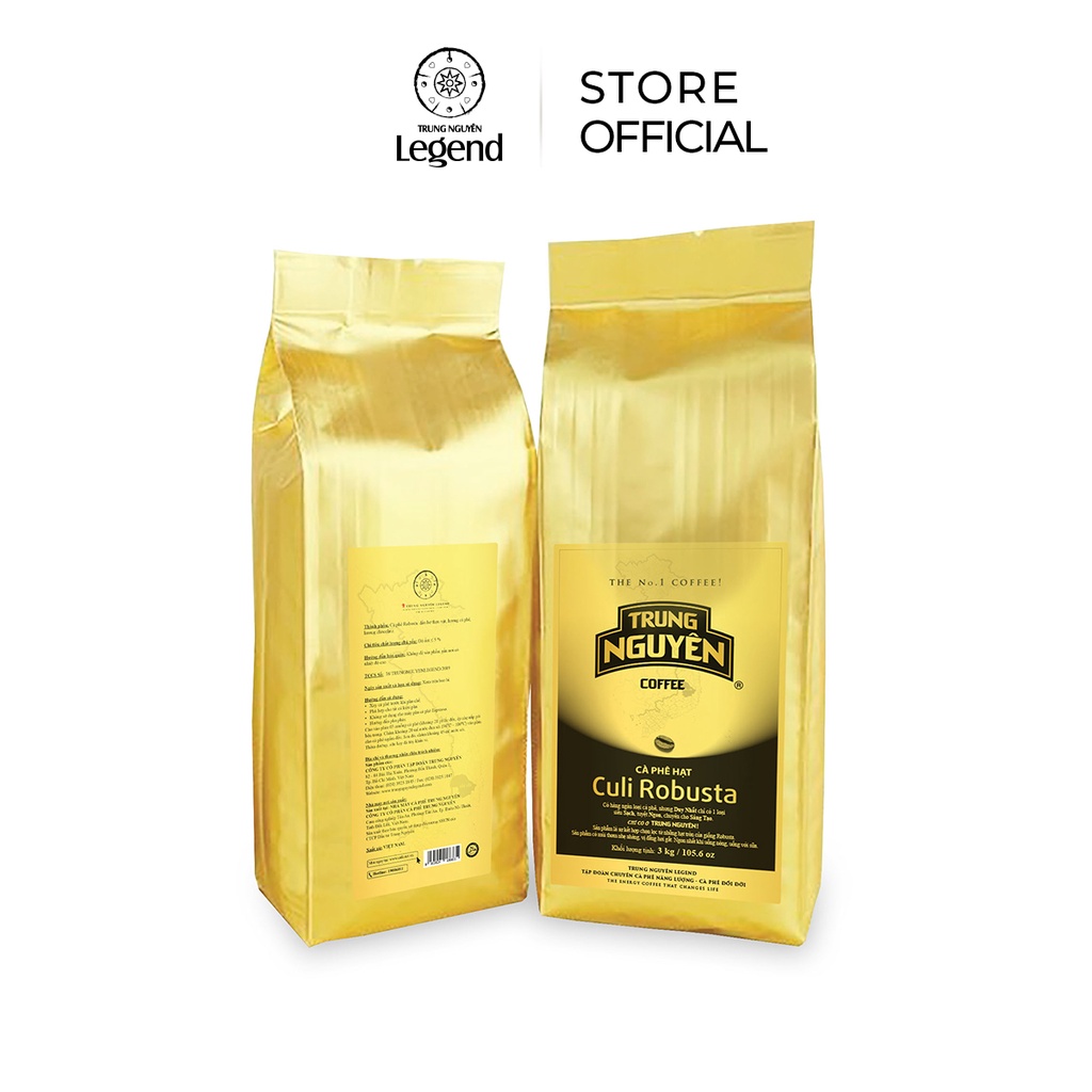 Cà Phê Trung Nguyên Legend - Hạt Drip Số 1 - Culi Robusta - Bịch 3kg - Có Hỗ Trợ Xay