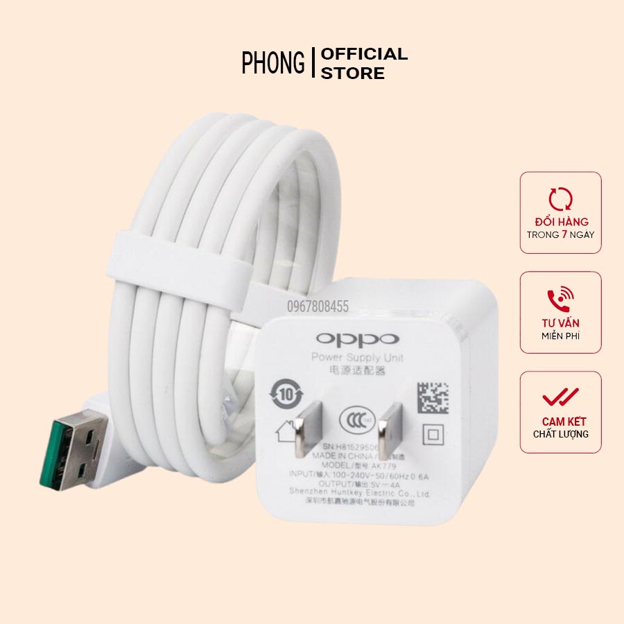 Bộ sạc oppo f9, r9, công nghệ sạc nhanh vooc, dây cáp sạc mico usb chính hãng - Phong Store