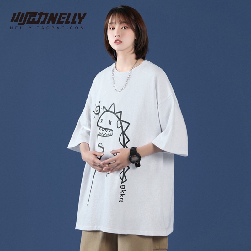 Áo thun form rộng nam nữ unisex ngắn tay khủng long full size M-5XL, chất cotton thoáng mát