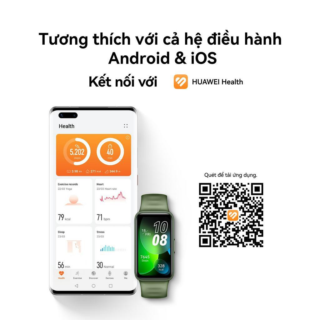 [Mã ELHW10 giảm 500K đơn 500K] Vòng đeo tay thông minh HUAWEI Band 8 | Thiết kế siêu mỏng | Phân tích khoa học Giấc Ngủ | BigBuy360 - bigbuy360.vn