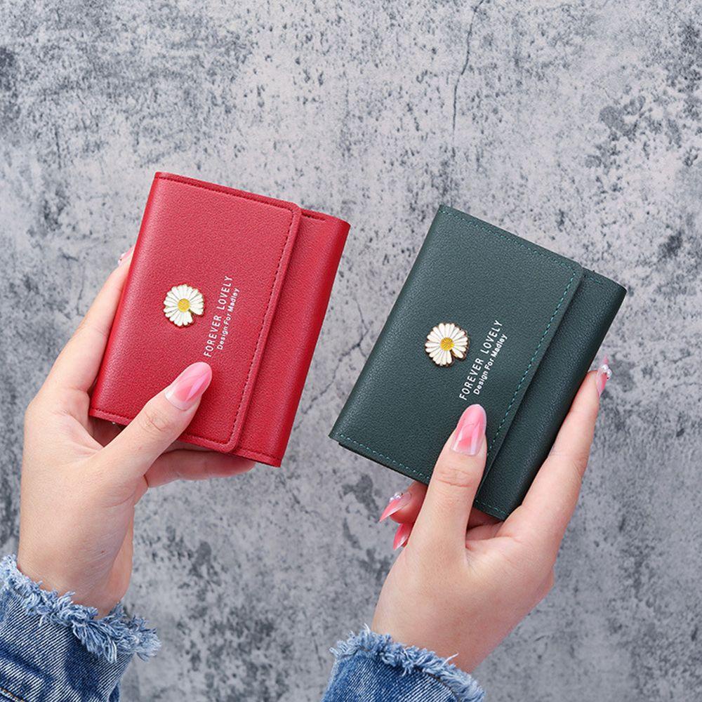 Ví Da PU Gập Ba Đa Năng In Họa Tiết Hoa Cúc Xinh Xắn Thời Trang Cho Nữ