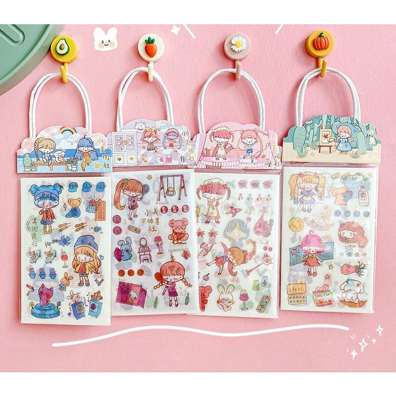 Sticker túi quà tặng 4 tấm viền ánh nhũ