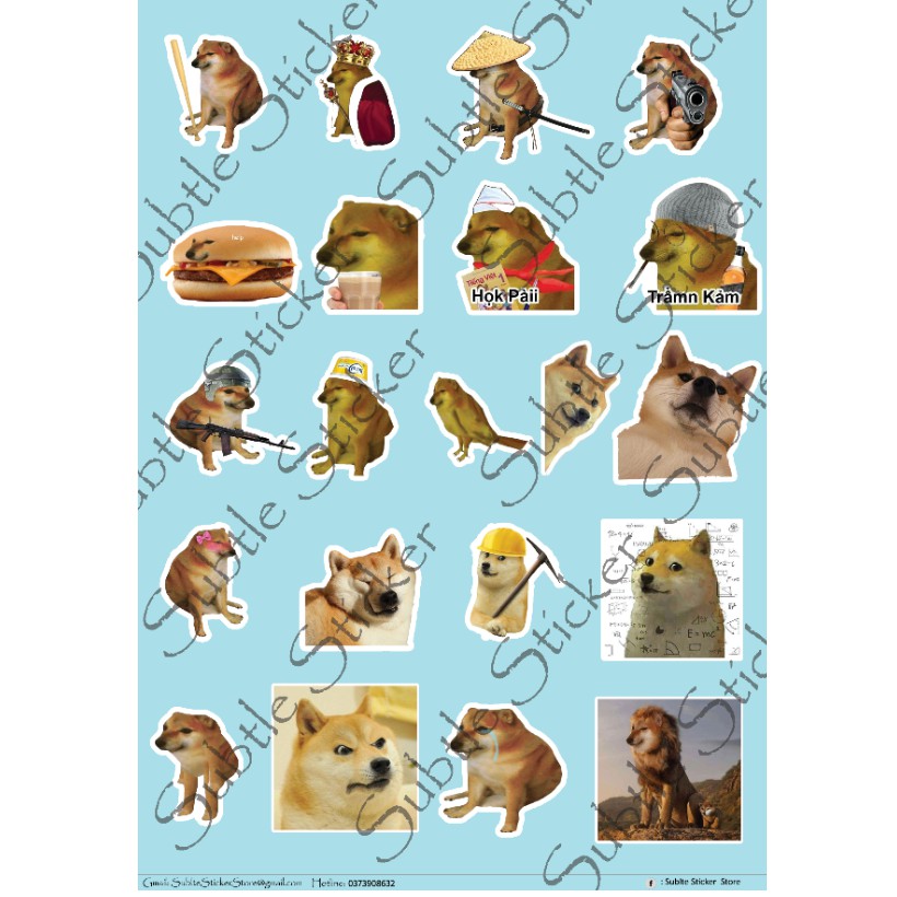 Sticker Chú chó cheems dán trang trí laptop, mũ bảo hiểm, vali, điện thoại..siêu đẹp #3