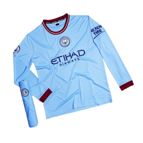 Áo Man City tay dài màu xanh da 22-23 CÓ IN tên số