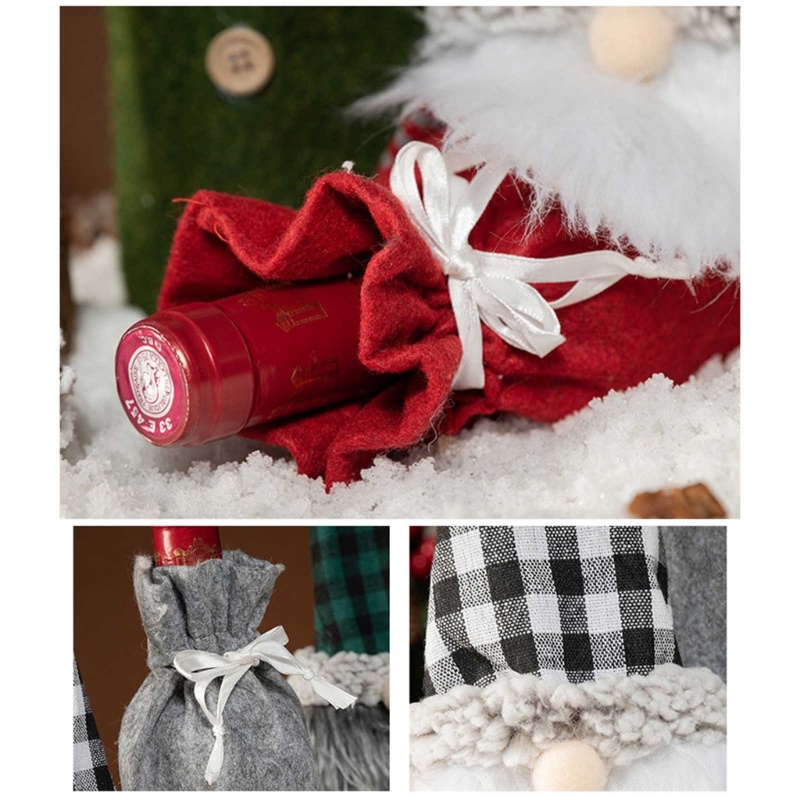 Bộ 3 Vỏ Bọc Chai Rượu Trang Trí Giáng Sinh
