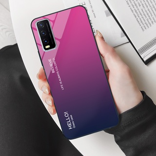 Ốp điện thoại Vivo Y12s, Y20, Y20s, Y21, Y21s - Gradient edition, chất liệu kính cường lực
