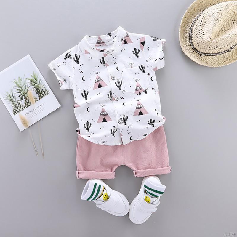 Set Áo Thun Ngắn Tay + Quần Short Đáng Yêu Cho Bé Trai 0-4 Tuổi