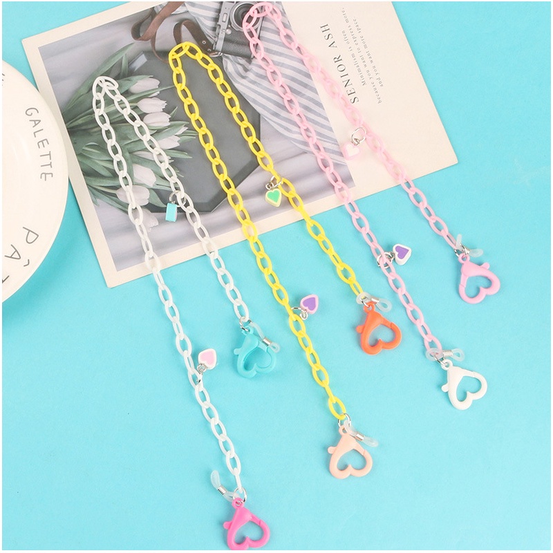 Dây đeo khẩu trang, mắt kính hình trái tim chống thất lạc nhiều màu sắc KT2