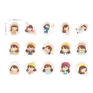 Hộp 45 miếng sticker mẫu cô bé đội nón