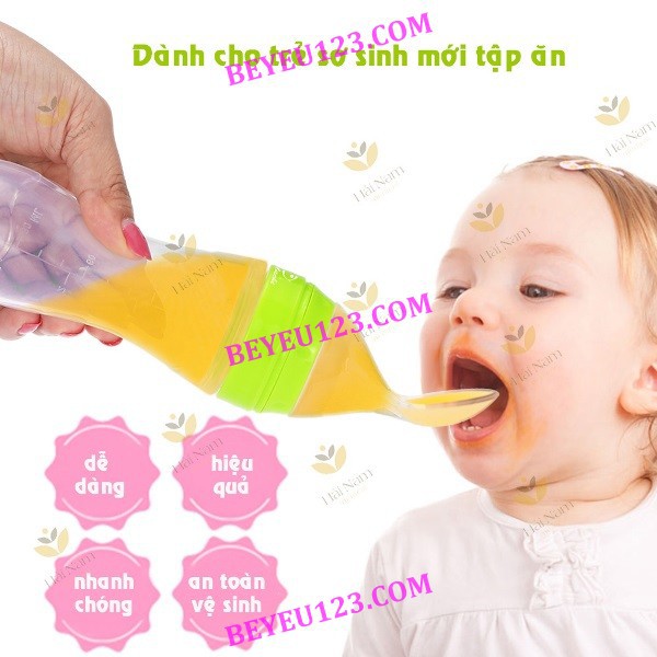 [120ml] - Bình thìa silicone mềm ăn bột , cháo cho bé GB BABY (Công nghệ Hàn Quốc)
