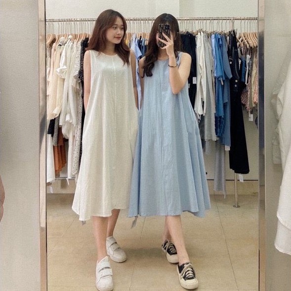 Đầm Đũi Khoét Nách Dáng Suông Dài Nhiều Màu, Váy Ba Lỗ Chất Liệu Đũi Đẹp Form Rộng Thời Trang Hàn Quốc, Labibi