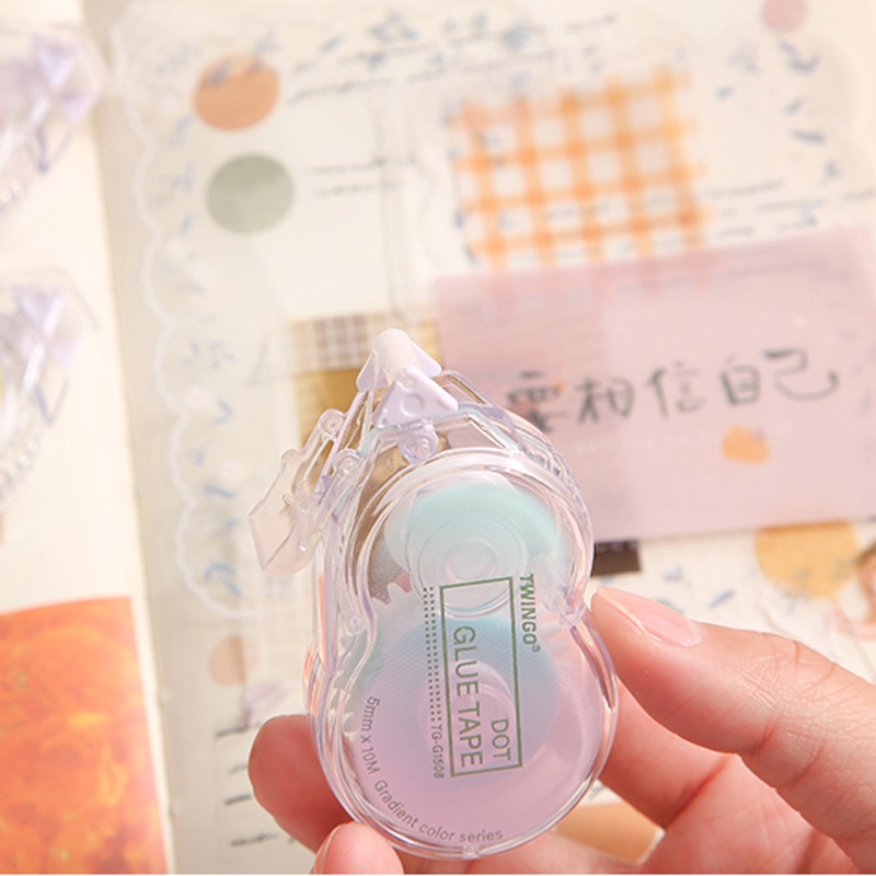 Ông Giấy 3 mô hình 1 băng Macaron màu gradient chấm keo nhựa sáng tạo trong suốt tài khoản tay dán trang trí DIY sinh viên văn phòng văn phòng băng keo hai mặt
