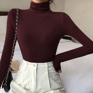 Áo thun nữ dài tay cổ lọ thời trang hàn