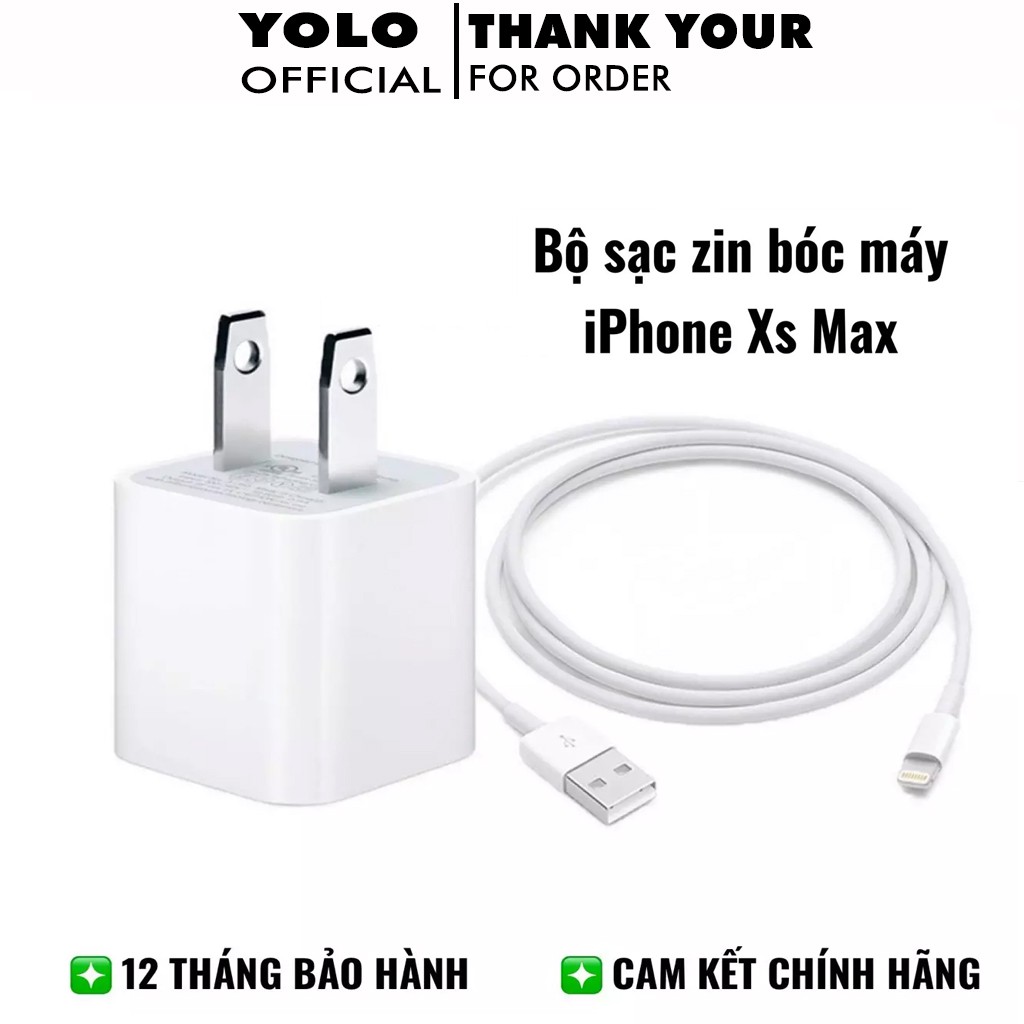 Bộ Cáp Sạc I.P X/Xs/Xr/Xsmax 5V 2A vuông Bảo hành 12 tháng [Zin Theo máy]