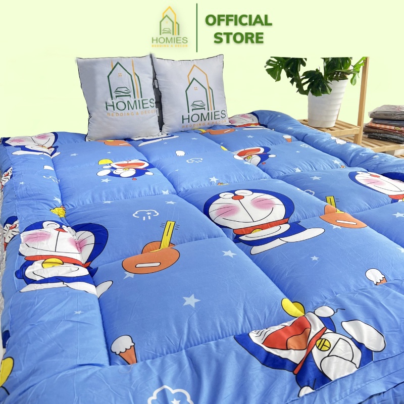 Nệm Topper Doremon HOMIES Tấm làm mềm đệm cotton Đũi Hàn quốc mới nhất 2020 - Có Chun 4 Góc Cố Định Đệm