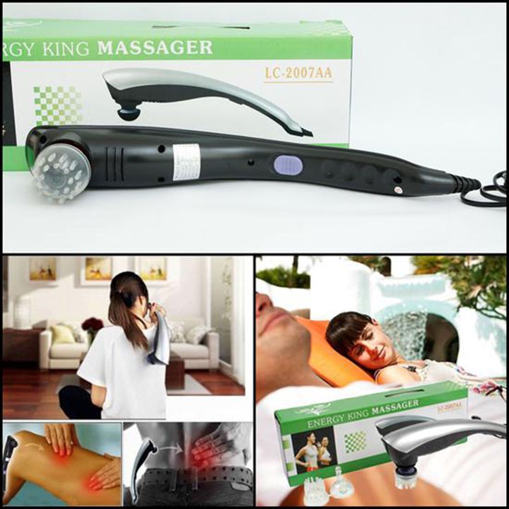 Máy Massage Cầm Tay 3 Đầu Hàn QuốcFREESHIPGiảm 20K Khi Nhập [MAY MATXA]-Máy Đấm Lưng Energy King