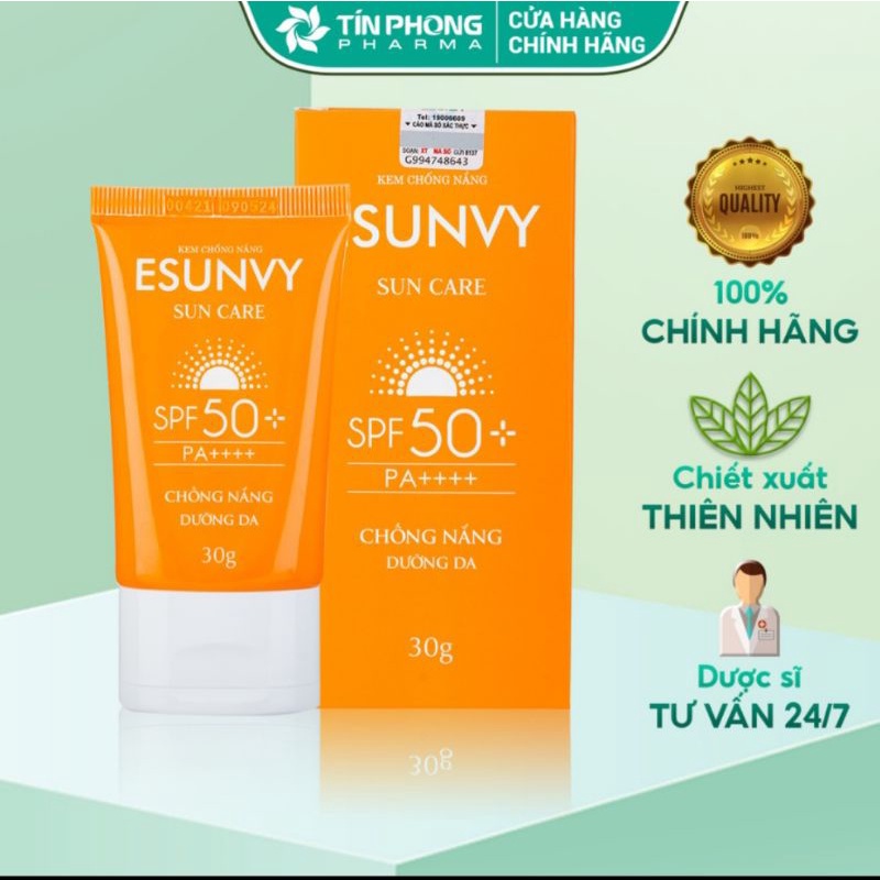 Kem chống nắng dưỡng da esuvy spf 50+ tuýp 30g 50g