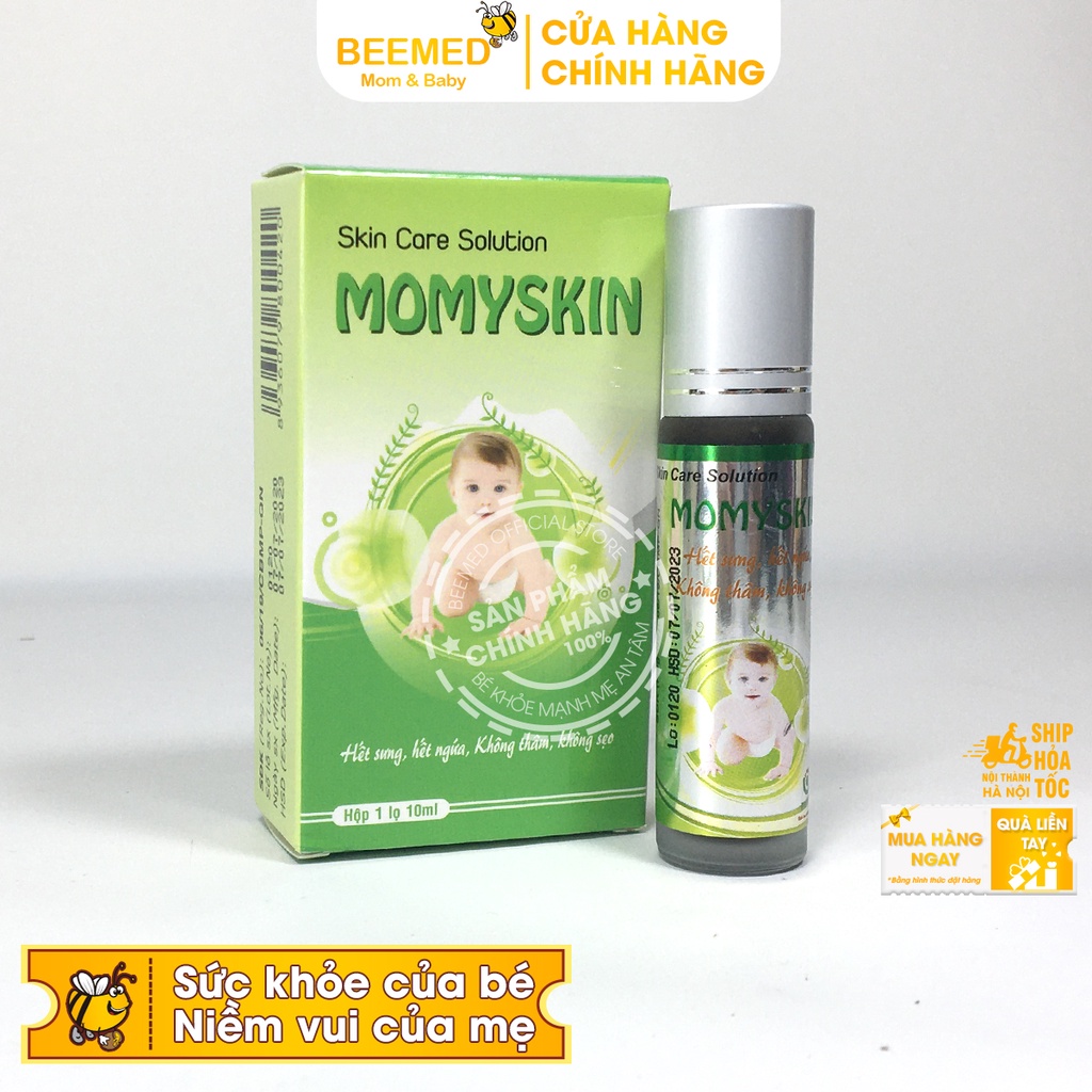 Lăn muỗi đốt Momyskin lọ 10ml dạng bị lăn từ thảo dược, giảm ngứa liền sẹo cho người lớn và bé