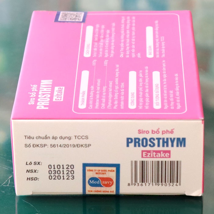 Siro bổ phế Prosthym Ezitake, hỗ trợ giảm đau rát cổ họng, long đờm 910 gói x5ml)