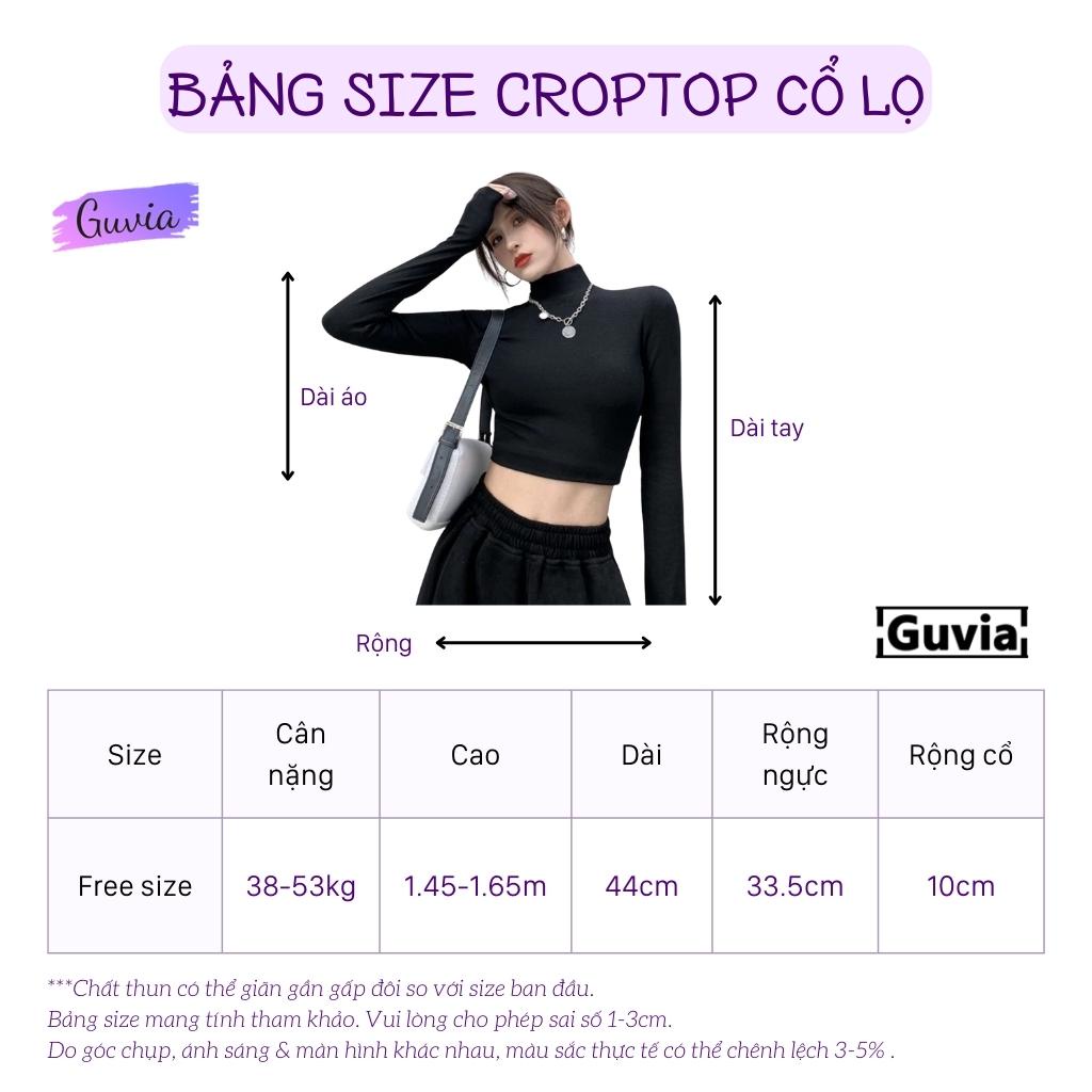 Áo Croptop Tay Dài CỔ CAO DÂY KÉO Thun Gân Ôm Body Sexy Ulzzang GUVIA
