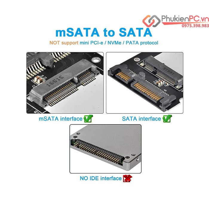 Box SSD mSATA sang SATA III 2.5 6gb vỏ nhôm tản nhiệt tốt